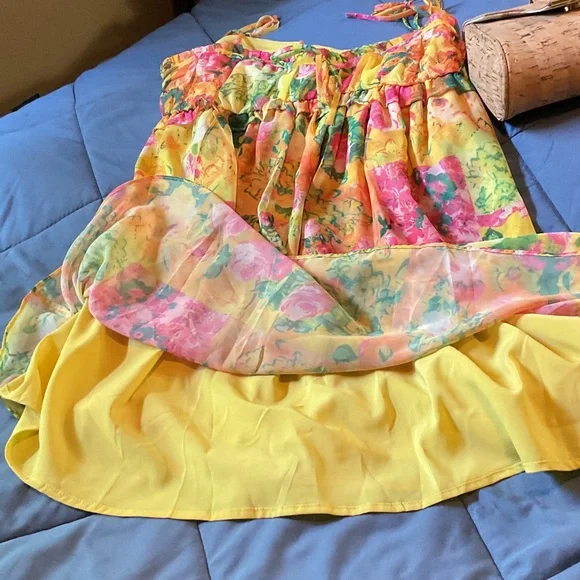 Dress mini NWOT Never worn brand new boutique 16” Ptp sundress cute babydoll - Picture 11 of 12